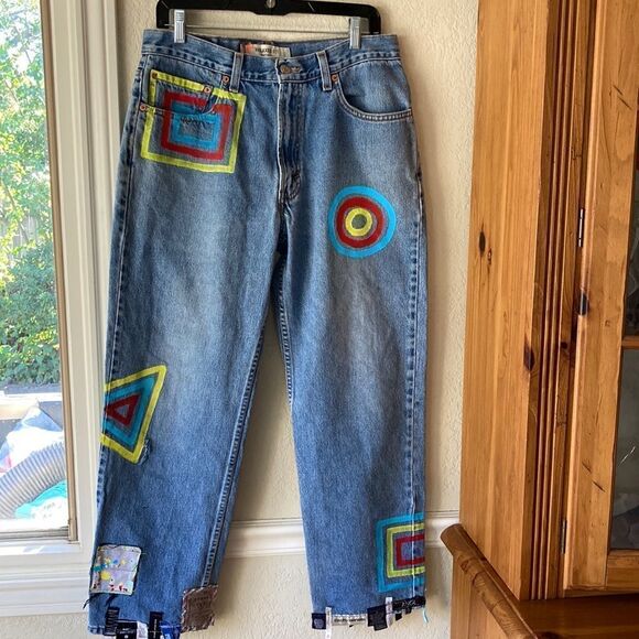 Vintage Levi’s 550 Relaxed Fit Up-Cycled High Rise Mom Jeans Size Men’s 33/30 - Picture 6 of 16